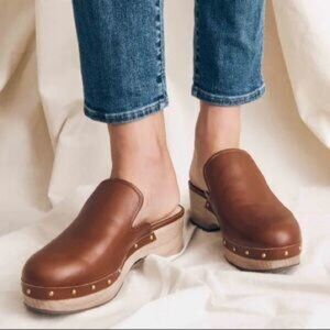 J. Crew Boot Leather Marie Clog in Warm Sepia